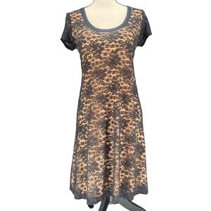 Karen Kane Dress‎ M Black Floral Lace Short Sleeve Whimsigoth Grunge Y2K 90's